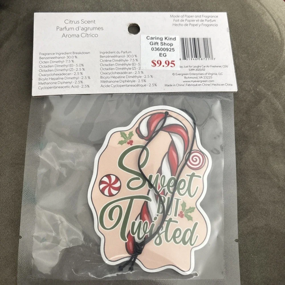 Evergreen Car Air Freshener Citrus Scent Sweet But Twisted Christmas holiday